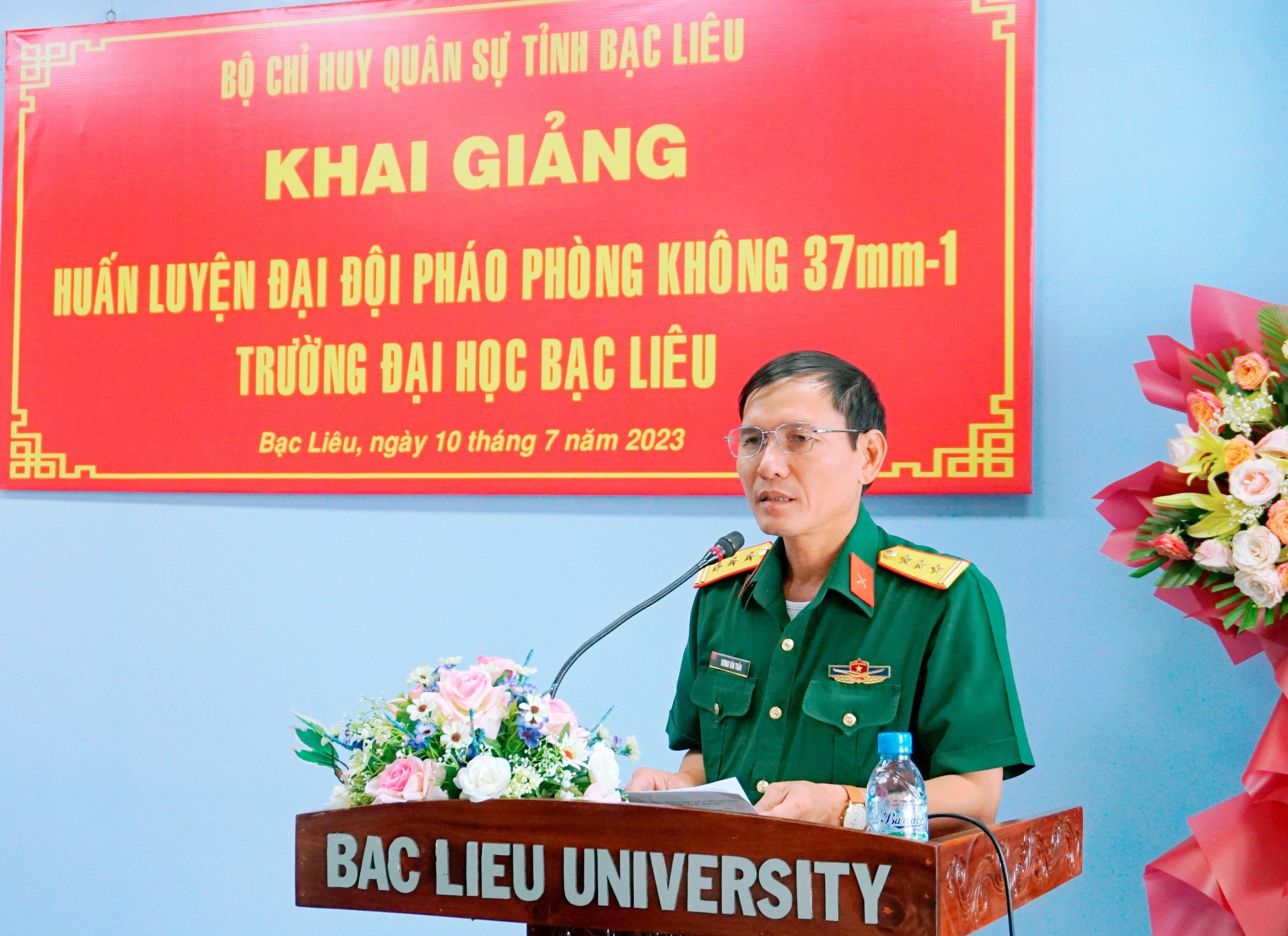 Khai giảng Huấn luyện Đại đội Pháo phòng không 37mm-1N Trường Đại học Bạc Liêu năm 2023