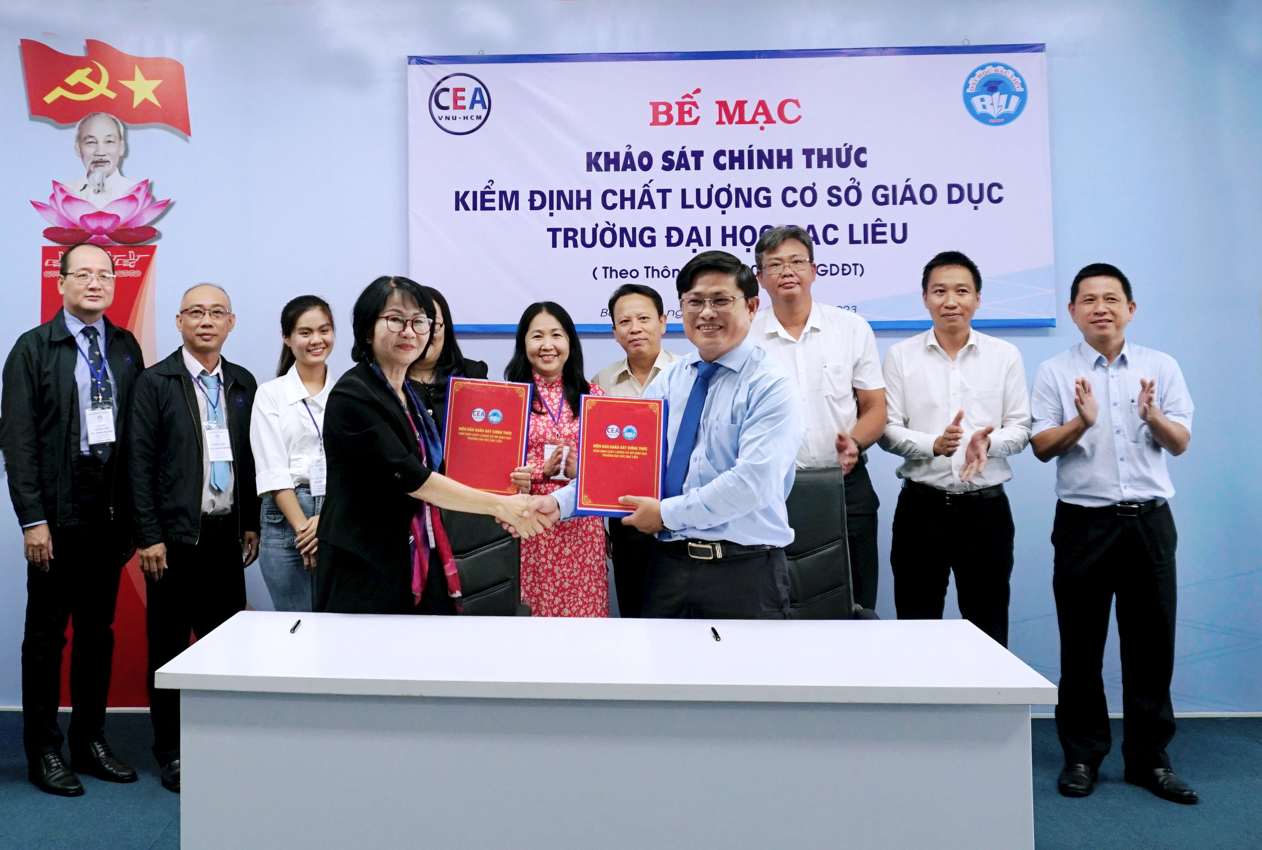 Closing ceremony of the official educational facilities survey to certify the quality of  at Bac Lieu University